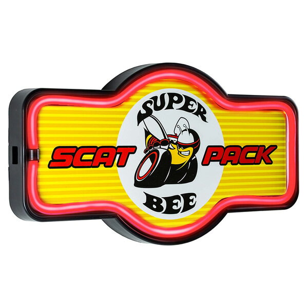 DODGE ダッジ SUPER BEE スーパービー SCAT PACK LEDネオンサイン 電池 USB給電 ■ スキャットパック インテリア 照明 ライト アメ車 カーブランド