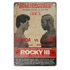 メタルサイン "ROCKY3" ロッキー3 ロッキー・バルボア クラバー・ラング 看板 縦30cm×横20cm ■ 壁掛け 映画 ボクシング ヴィンテージ風 サイン ショップ ガレージ ブリキ看板