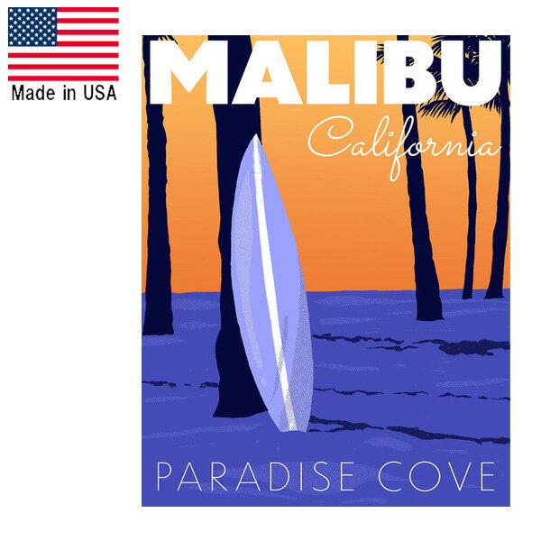 メタルサイン "MALIBU California.PARADISE COVE" カリフォルニア マリブ 看板 縦41cm×横32cm アメリカ製 ■ ビーチ 海 サーフィン 壁掛け サイン ショップ ガレージ ブリキ看板