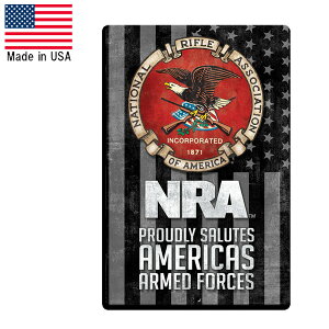 メタルサイン "NRA NATIONAL RIFLE ASSOCIATION" 全米ライフル協会 看板 縦30cm×横20cm アメリカ製 ■ 銃 愛好家 壁掛け サイン ショップ ガレージ ブリキ看板