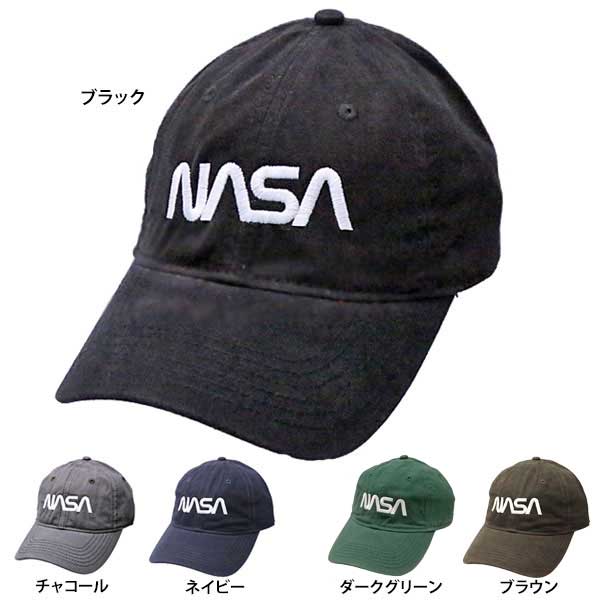 NASA ロゴ 刺繍 キャップ メンズ ブラック チャコール