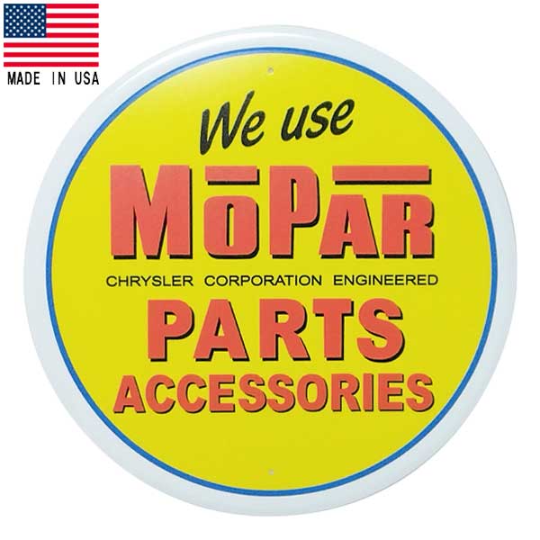 メタルサイン "MOPAR PARTS" モパー パーツ 看板 直径30cm 米国製 ■ レーシング クライスラー インテリ..