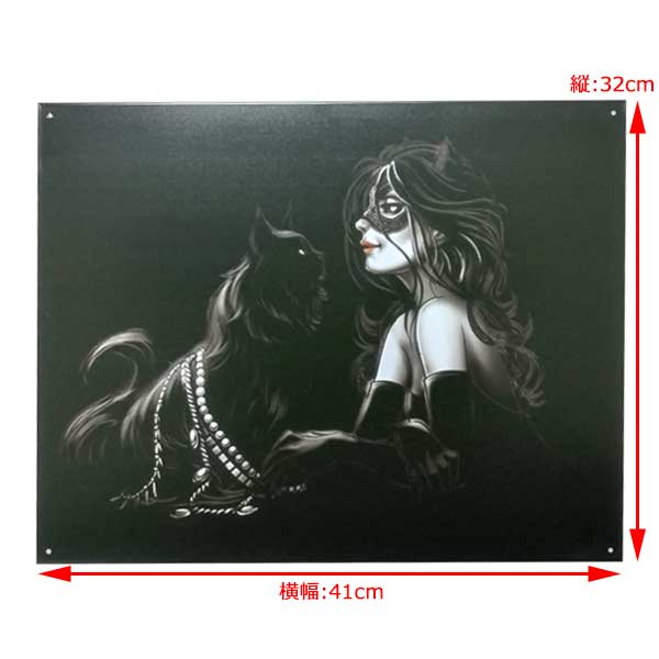 メタルサイン キャットウーマン 縦32cm×横幅41cm アメリカ製 ■ アメコミ バットマン キャット・ウーマン 猫 ネコ ヴィラン ヒーロー キャラクター 映画 ティンサイン ブリキ看板 壁掛け インテリア [3]