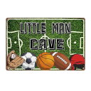 メタルサイン "LITTLE MAN CAVE" リトルマンケイブ 看板 縦20cm×横30cm ■ 子供部屋 スポーツ 野球 サッカー バスケット ラグビー ホビー 壁掛け サイン ショップ ガレージ