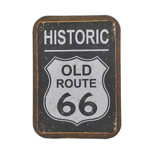 【缶マグネット】ルート66 HISTORIC OLD ROUTE 66 アメリカ国道66号線 ブリキ 長方形マグネット 約9cm×6cm【アメリカ西部 ポップカルチャー インテリア バッジ バナー アメリカ雑貨 レトロ】