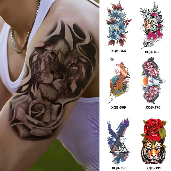 タトゥーシール キツネ スカルヘッド トラ ネコ 花 ワシ ■ テンポラリー タトゥー ボディーシール ボディーステッカー ファッション おしゃれ 消える アニ...