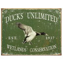 メタルサイン DUCKS UNLIMITED サインプレート 壁掛け WETLANDS CONSERVATION 四角 角型 ■ インテリア 壁掛け サインプレート ブリキ看板 ティンサイン