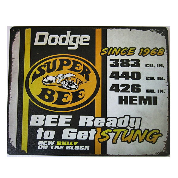 メタルサイン Dodge ダッジ スーパービー Super Bee ロゴ 38×30cm ■ ブリキ看板 インテリア 壁掛け スーパービー