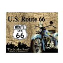 メタルサイン U.S. Route 66 ルート66 バイク 31.5×40.5cm ■ ブリキ看板 インテリア ブリキ ティンサイン アメリカン雑貨 道路標識