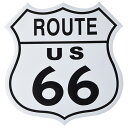 楽天MANCAVE 【マンケイブ】【ブリキ看板】【ルート66】ホワイト 29×29cm【ROUTE 66 標識 店舗用 個人宅用 壁掛け インテリア アメリカン ショップ ガレージ 雑貨 車 カー アメ車】