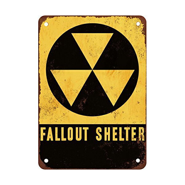 【ブリキ看板】核シェルター FALLOUT SHELTER 45×30cm 【店舗用 個人宅用 壁掛け インテリア アメリカン ショップ ガレージ 雑貨】