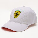 【Ferrari (フェラーリ)】スクーデリアフェラーリ ホワイトキルトステッチ キャップ “フォーミュラー1” ホワイト（帽子 アジャスタブル ベースボールキャップ ロゴ イタリア）