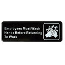 【プラスチックサイン】Employees Must Wash Hands Before Returning To Work 8×23cm【看板 サインプレート インテリア 壁掛け 横長 】