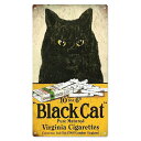 【ブリキ看板】Black Cat Virginia Cigarettes 20.5cm×35.5cm【インテリア 雑貨 ガレージ 黒猫 ネコ タバコ 壁掛け】