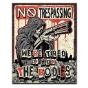 ”NO TRESPASSING（立ち入り禁止）”スカル ティンサイン 四角型 40.5cm×32cm