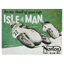 "NORTON（ノートン）" マン島GP レース ティンサイン ビンテージ風 レトロ 四角型 32cm×40.5cm