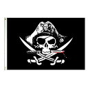 【フラッグ】パイレーツ 海賊 ドクロ スカル ブラック 屋内 屋外用 89cm×155cm 【PIRATE FLAG ガレージ インテリア 旗 バナー】