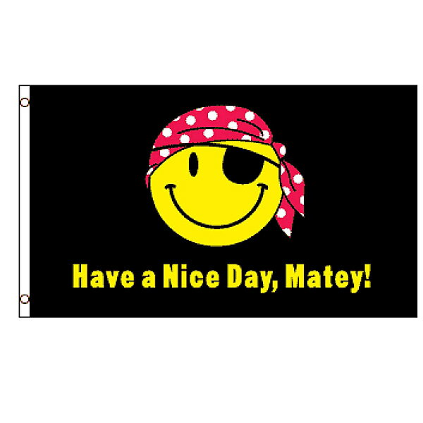 【フラッグ】パイレーツ 海賊 スマイル ハッピー フェイス ブラック 屋内・屋外用 93cm×153cm【Pirate ..