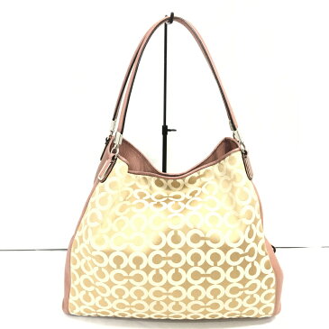【中古】【レディース】COACH コーチ マディソンオブアート 2WAYショルダー 25625 BAG トートバッグ カバン 鞄 サテン カラー:ライトピンク ベージュ