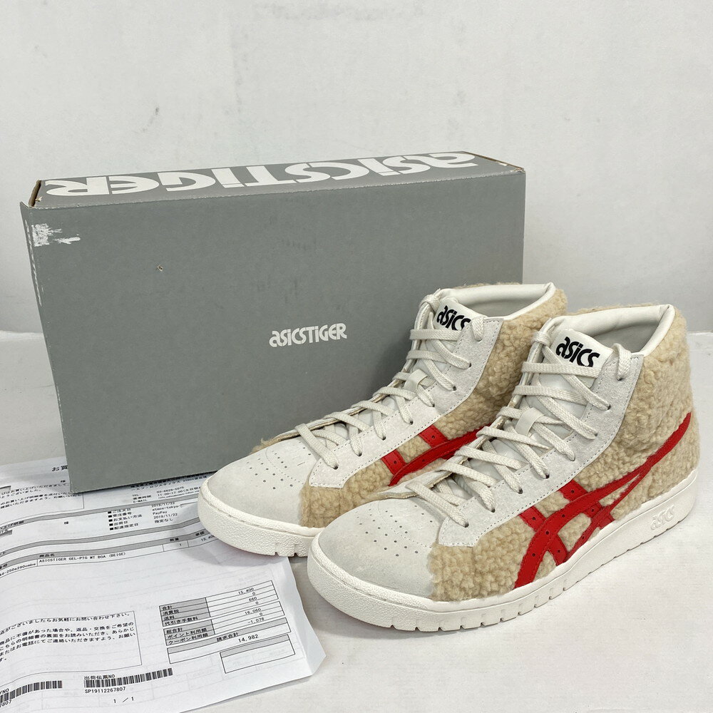 【中古】【未使用】【メンズ】【箱・付属品付き】asics Tiger アシックスタイガー GEL-PTG MT ゲルポイントゲッター エムティ ボア 品番・型番：1191A344-250 サイズ：29.0cm カラー：ベージュ クラシックレッド 万代Net店