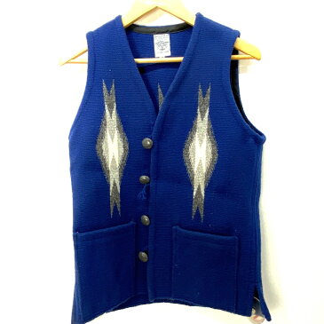 【中古】【メンズ】ORTEGA`S オルテガ CHIMAYO VEST チマヨベスト ウール 手織り ネイティブ サイズ:34 カラー:BLUE ブルー 青 万代Net店