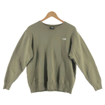【中古】【メンズ】THE NORTH FACE ザノースフェイス スモールロゴスウェット 品番:NT61812Z サイズ表記:M カラー:KHAKI、カーキ 万代Net店