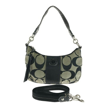 【中古】【レディース】COACH シグネチャー 2WAY SHOULDER BAG F19218 コーチ ショルダーバッグ ハンドバッグ カバン サイズ:約15.5×28.5×5cm カラー:BLACK 万代Net店