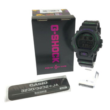 【中古】【メンズ】CASIO G-SHOCK × 新世紀エヴァンゲリオン DW-6900 feat.RADIO EVA カシオ ジーショック 別注 コラボ クォーツ 腕時計 EVANGELION STORE限定 サイズ：ケース径 約53.2×50×16.3mm 腕回り 最大約22.5cm カラー：BLACK 万代Net店