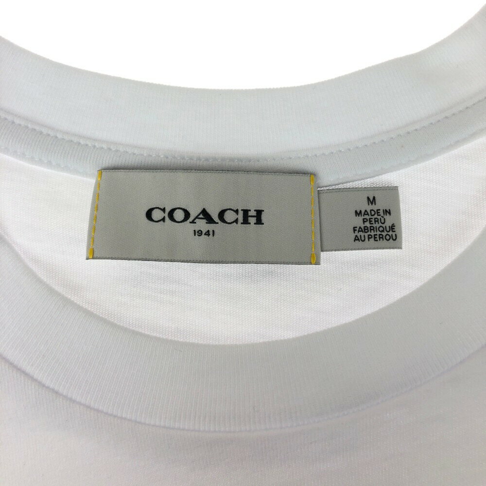 【中古】【メンズ】COACH SIGNATURE REXY TEE 43165 コーチ シグネチャー レキシーTシャツ 半袖 恐竜 プリント Tシャツ カットソー サイズ：M カラー：ホワイト 万代Net店