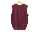 【中古】【メンズ】VAN HEUSEN KNIT VEST ヴァン・ヒューゼン ベスト Vネック コットン ニットベスト 重ね着 サイズ:M カラー:BORDE...
