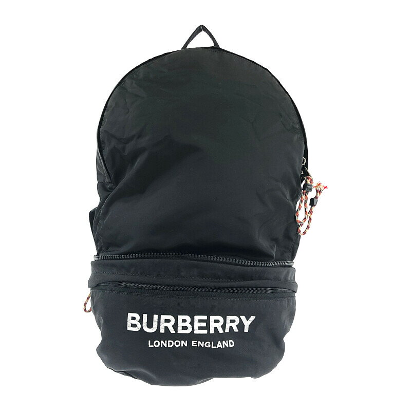 【中古】【メンズ/レディース】BURBERRY 2WAY ロゴプリント コンバーチブル バムバッグ 8013519 バーバリー バックパック リュック ボディバッグ カバン サイズ：約46×33×18cm カラー：ブラック 万代Net店