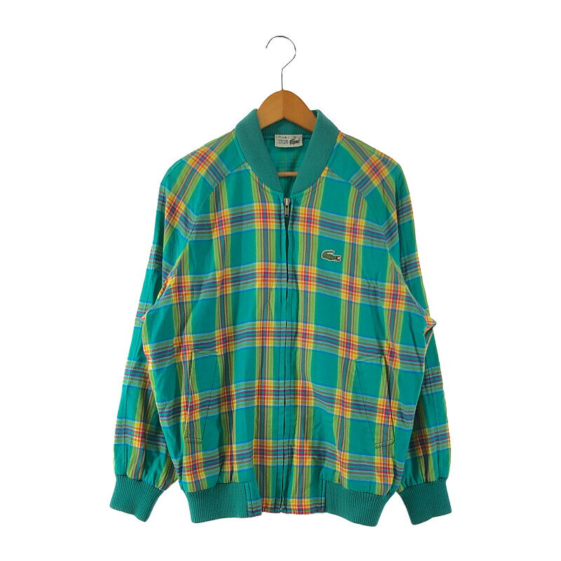 スーパーセール限定!30%OFF~【中古】【メンズ】CHEMISE LACOSTE CHECK ZIPUP BLOUSON シュミーズ ラコステ チェック柄 ジップアップブルゾン ライトアウター ジャケット サイズ：100 カラー：グリーン 万代Net店