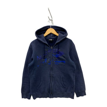 スーパーセール限定!20%OFF~【中古】【メンズ】THE NORTH FACE ザ・ノース・フェイス NT61602X カモフラージュロゴジップアップパーカー トップス アウター パーカー 裏起毛 アウトドア ブランド 古着 サイズ:XL カラー:ネイビー 紺 万代Net店