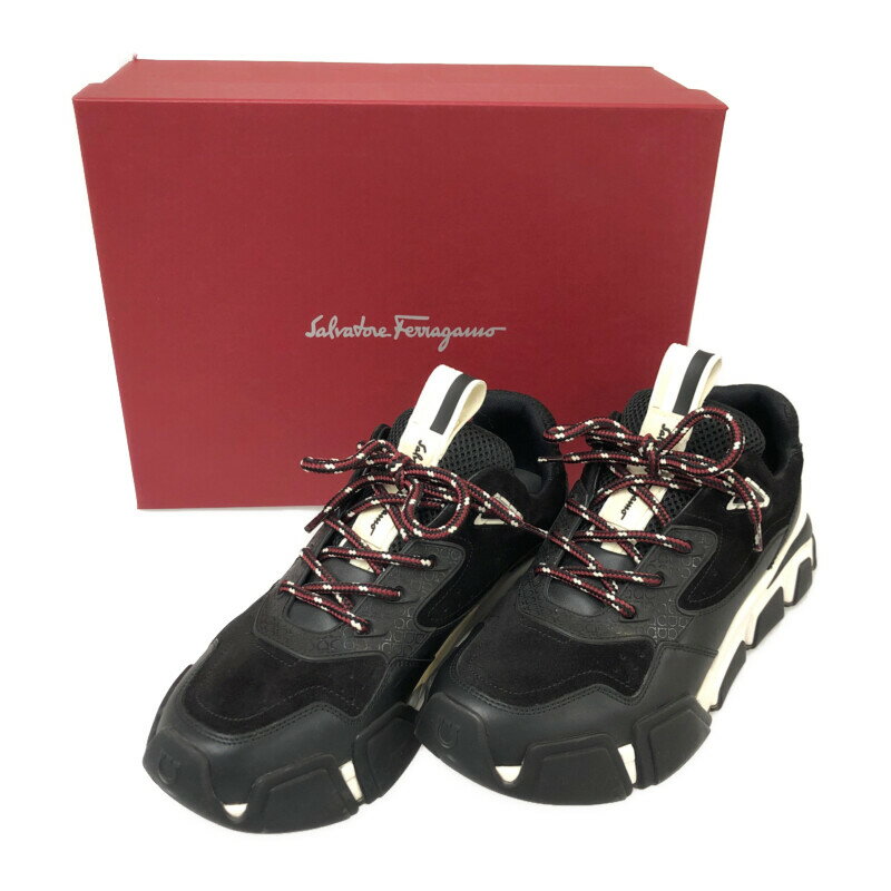 【中古】【メンズ/レディース】SALVATORE FERRAGAMO フェラガモ BOOSTER SNEKER メンズ ブースター スニーカー シューズ サイズ：7 1/2 カラー：ブラック 黒 万代Net店