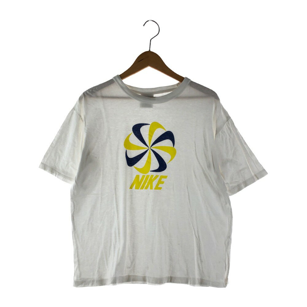 【中古】【メンズ】NIKE 90's PRINT TEE VINTAGE ナイキ 90年代 風車 プリント Tシャツ 半袖Tシャツ カットソー 白タグ ヴィンテージ サイズ：M カラー：ホワイト 万代Net店