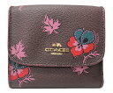 【中古】【レディース】COACH WILD FLOWER F15563 コーチ 三つ折り財布 スモールウォレット 財布 オックスブラッド 花柄 サイズ:約9.5...