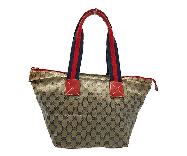 【中古】【ジャンク品/難有り品】【レディース】GUCCI TOTE BAG 131230 グッチ トートバッグ GGキャンバス シェリーライン 鞄 バッグ サイズ：約23.5×24×20cm カラー：ベージュ 万代Net店 2