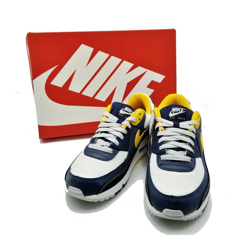 【中古】【メンズ】NIKE AIR MAX 90 DC9845-101 ナイキ エアマックス 90 スニーカー シューズ 靴 サイズ：27.5cm カラー：WHITE/UNIVERSITY GOLD-MIDNIGHT NAVY 万代Net店