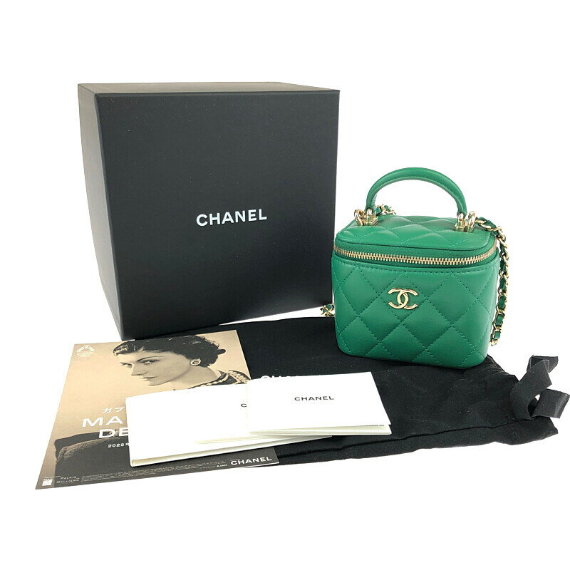 【美中古品】【レディース】CHANEL スモール ヴァニティー ケース AP2198 シャネル ココマーク バニティバッグ チェーンショルダー マトラッセ カバン サイズ：約8.5×10×7cm カラー：グリーン 万代Net店のサムネイル