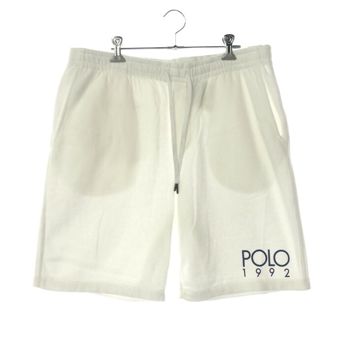 【中古】【メンズ】POLO RALPH LAUREN ポロラルフローレン 裏起毛スウェット ハーフパンツ ショートパンツ ボトムス サイズ：L カラー：ホワイト 万代Net店