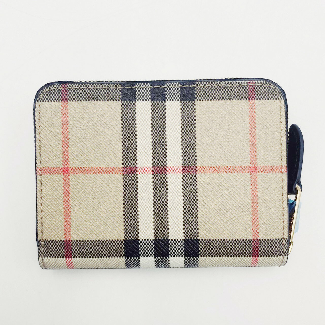 【美中古品】【メンズ/レディース】BURBERRY Round zipper coin & card case 8052438 バーバリー ラウンドファスナーコイン＆カードケース サイズ：約8.5×11×2cm カラー：アーカイブベージュ ブラック 万代Net店