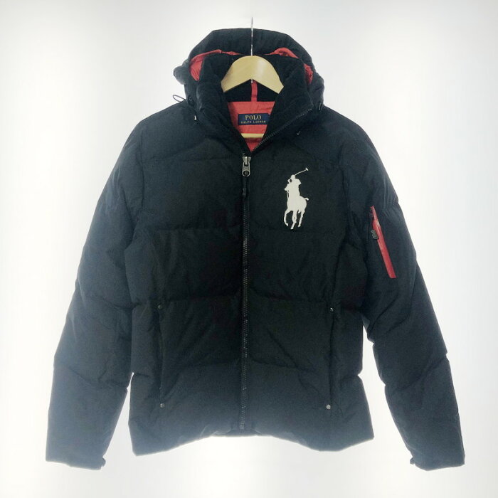 【中古】【メンズ】POLO RALPH LAUREN DOWN JACKET ポロ ラルフローレン ビッグポニー 刺繍 ダウンジャケット アウター サイズ：XS カラー：ブラック 万代Net店