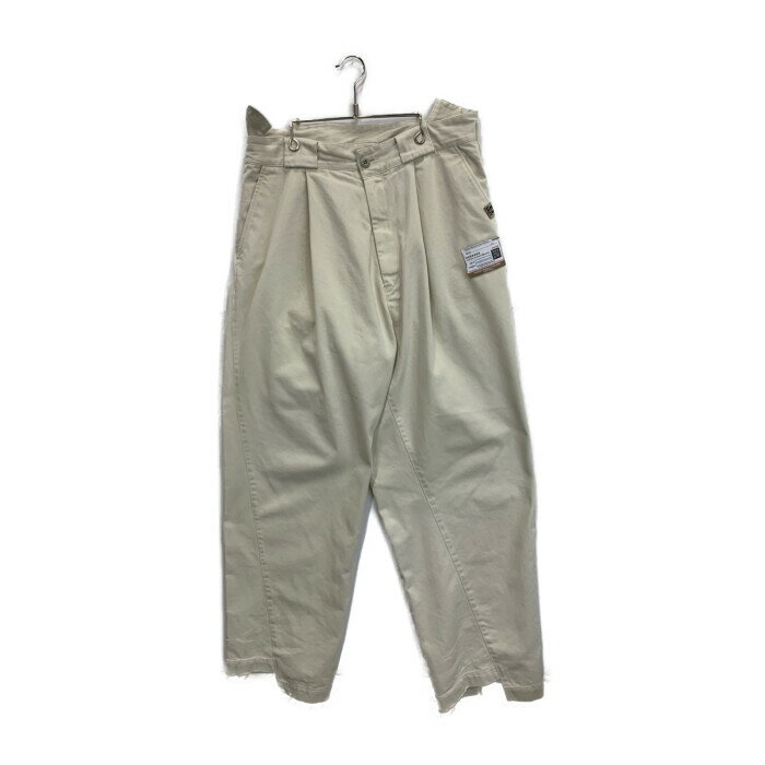 【美中古品】【メンズ】Maison MIHARA YASUHIRO メゾンミハラヤスヒロ 22AW A09PT061 SLIDE PIECE CHINO PANTS スライドピースチノパンツ パンツ ズボン ボトムス ブランド 古着 ワイドパンツ サイズ：46 カラー：ホワイト 白 万代Net店