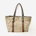 【中古】【ジャンク品/難有り品】【レディース】GUCCI TOTE BAG グッチ シェリーライン GGキャンバス チャーム付 トートバッグ 鞄 バッグ サイズ：約25.5×32×16cm カラー：ベージュ 万代Net店