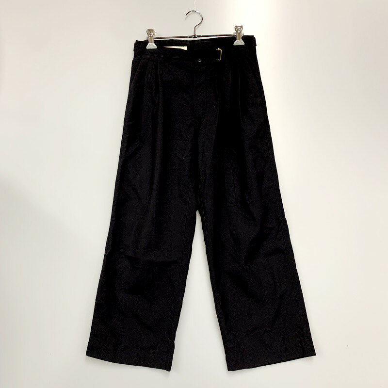 【中古】【メンズ】HONOR GATHERING SUPER 100 039 S SUMMER WOOL TROPICAL WIDE PANTS 16SS-P04 オナーギャザリング サマーウール ワイドパンツ ボトムス サイズ：XS カラー：ブラック 万代Net店