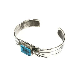 【中古】【メンズ】Navajo Bangle Ray Bennett作 TURQUOISE BANGLE ナバホ族 レイ・ベネット作 SV ターコイズバングル インディアンジュエリー アクセサリー サイズ：内周：約150mm 開口部：約27mm 最大幅：約13mm カラー：シルバー 万代Net店