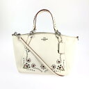 【中古】【レディース】COACH スタッズド エンベリッシュメント ペブルド レザー スモール F59348 コーチ スタッズ付き2WAY BAG ハンドバッグ ショルダーバッグ カバン サイズ：約21×34.5×6cm カラー：アイボリー 万代Net店