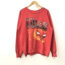 【中古】【メンズ】HEALTHKNIT ヘルスニット 90`S CHICAGO BULLS SWEAT シカゴブルズ プリントスウェットシャツ トレーナー サイズ：XL カラー：レッド 赤 万代Net店