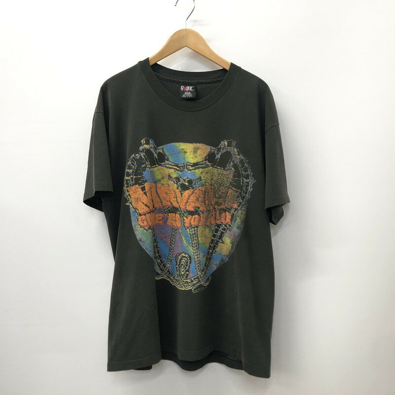 【中古】【メンズ】GIANT 92年製 NIRVANA COME AS YOU ARE GIANT BY ANVIL ニルヴァーナ ニルバーナ バンドT ロックT 半袖 Tシャツ トップス サイズ：XL カラー：ブラック 黒 万代Net店