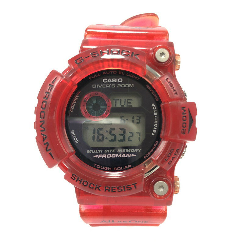 【中古】【メンズ】G-SHOCK MASTER OF G-SEA FROGMAN GW-203K-4JR TOUGHSOLAR カシオ ジーショック フロッグマン 第三回イルカ・クジラ会議モデル タフソーラー 腕時計 サイズ：ケース径 約mm 腕回り 最大約22.5cm カラー：キャンディーレッド 万代Net店